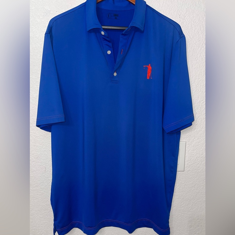 Men’s Royal Blue Collared Golf Polo, Brand is “You suck at Golf” Size is XL